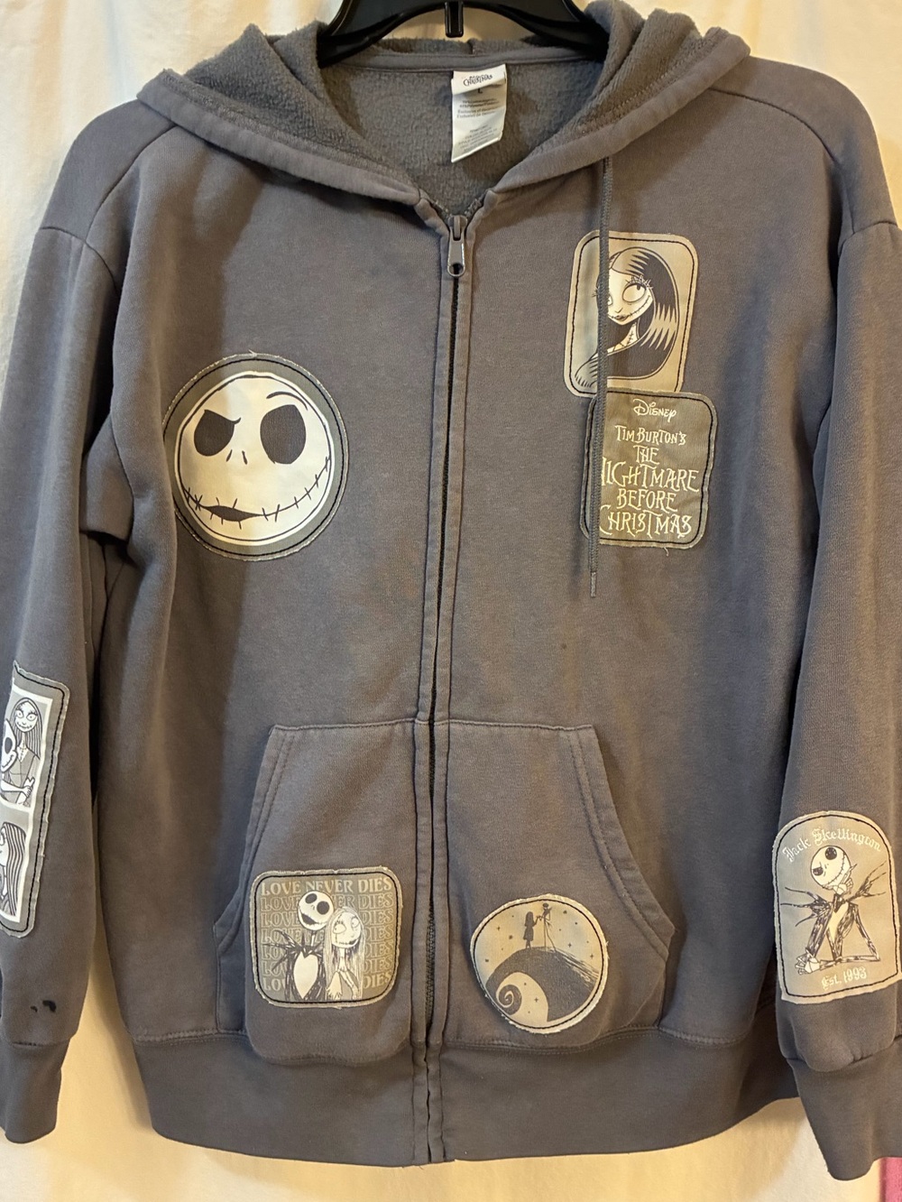 Zip Up Hoodie “The Nightmare Before Christmas”, size Large. GUC